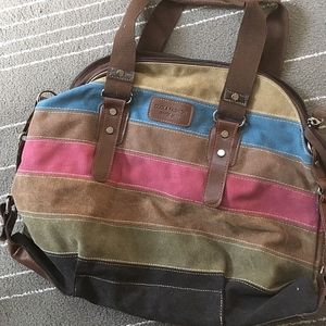 Large striped canvas tote bag